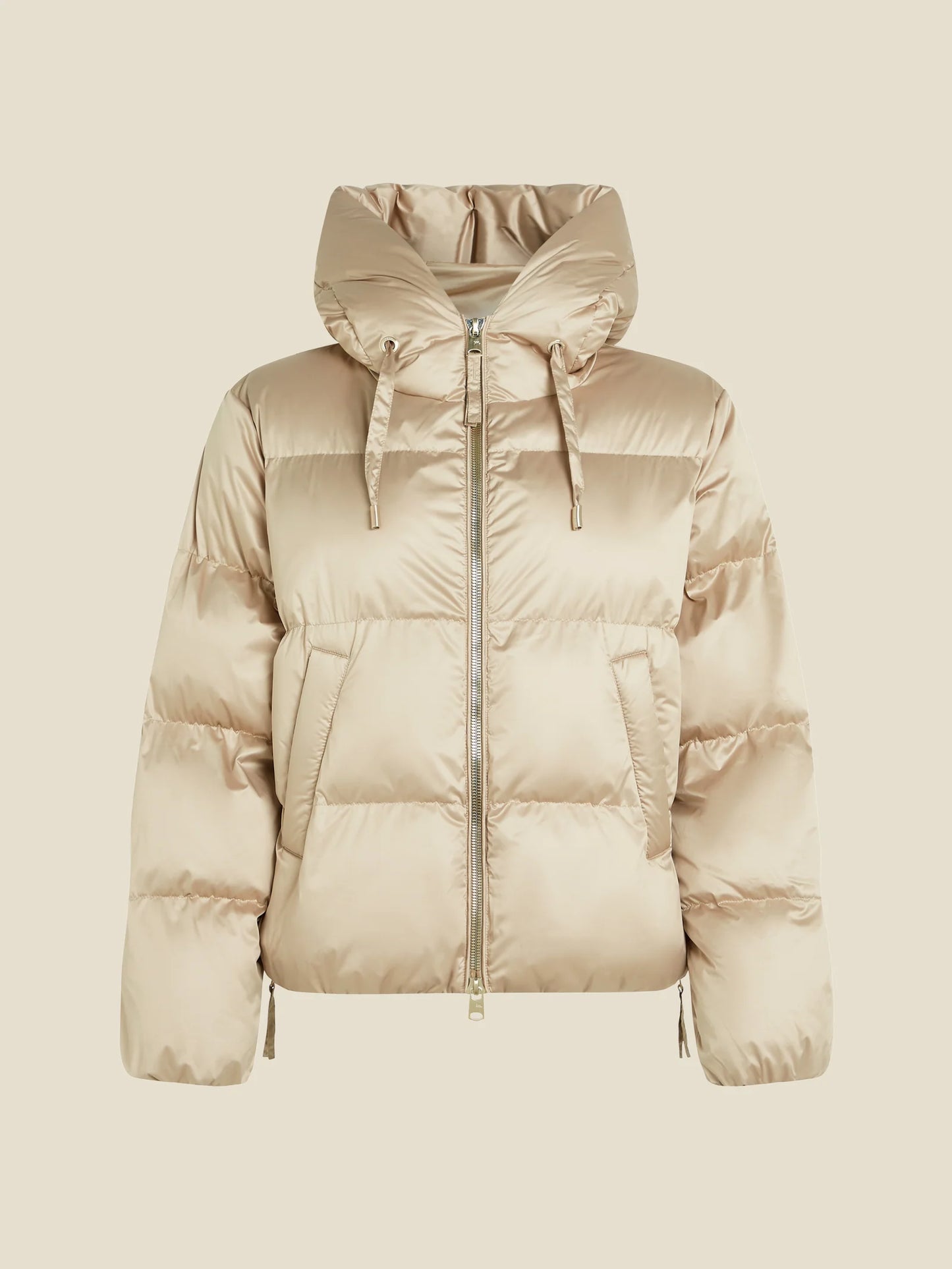 Dames Pufferjas Beige | Gewatteerd | Capuchon | Rits