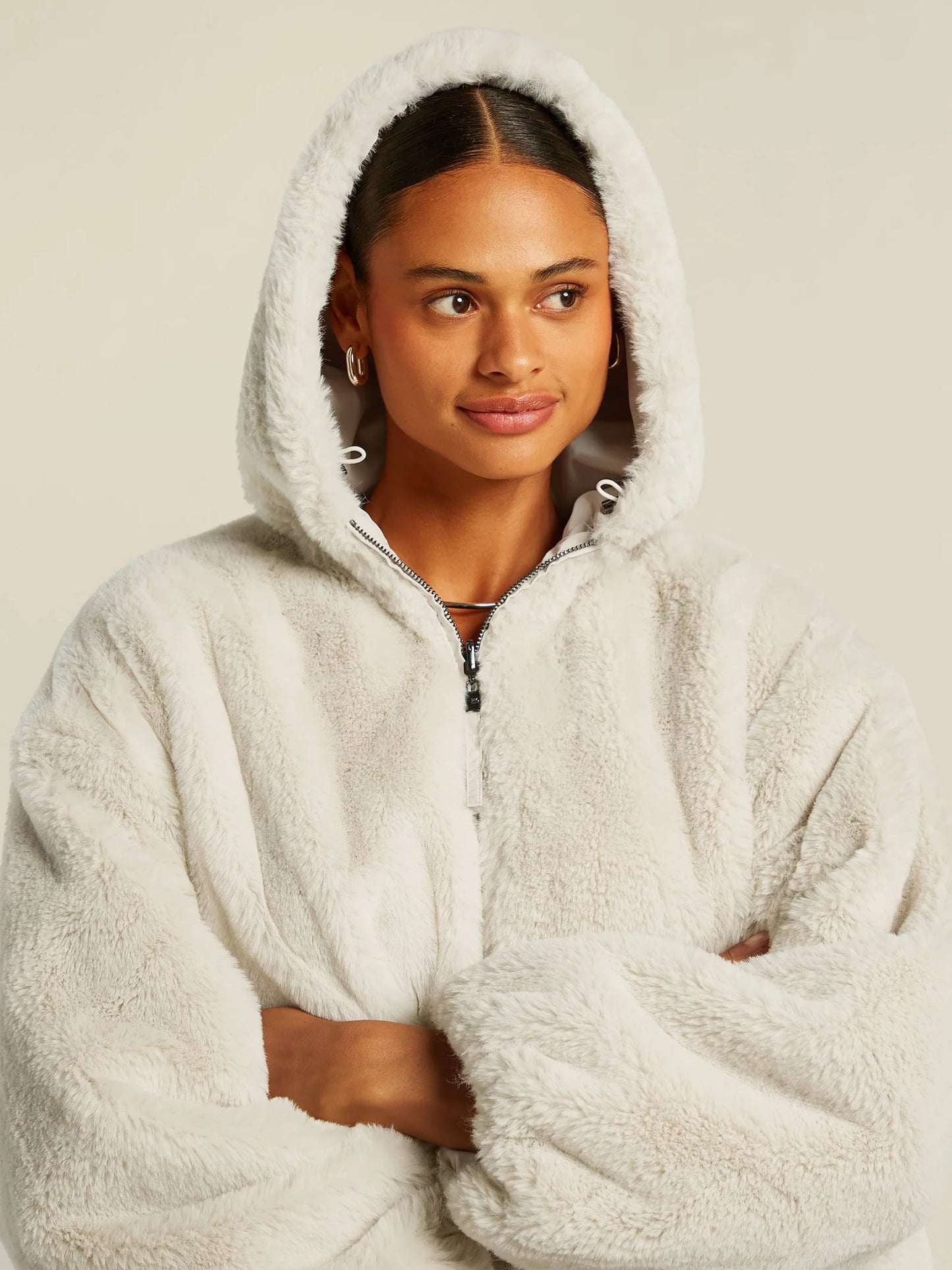 Dames Winterjas | Beige | Teddy Stijl | Capuchon