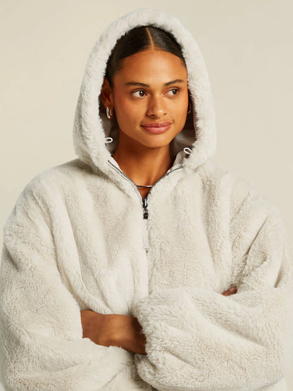 Dames Winterjas | Beige | Teddy Stijl | Capuchon