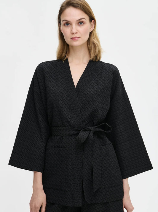 Dames Kimono Blazer Zwart | Ceintuur | Wijde Mouwen | Stijlvol