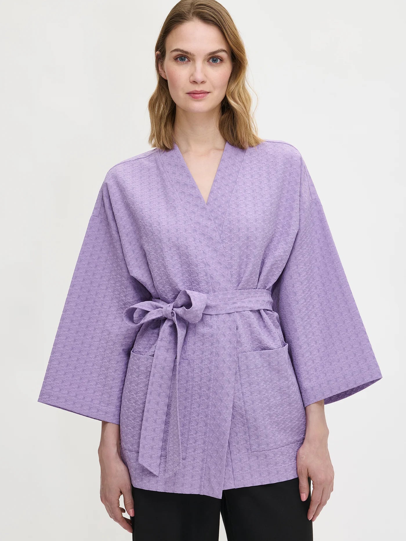 Dames Kimono Blazer Lila | Ceintuur | Wijde Mouwen | Trendy