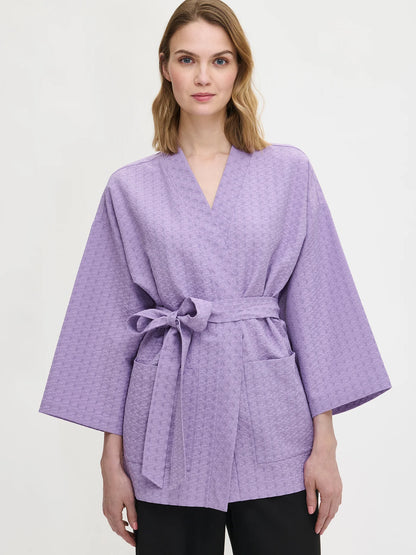 Dames Kimono Blazer Lila | Ceintuur | Wijde Mouwen | Trendy