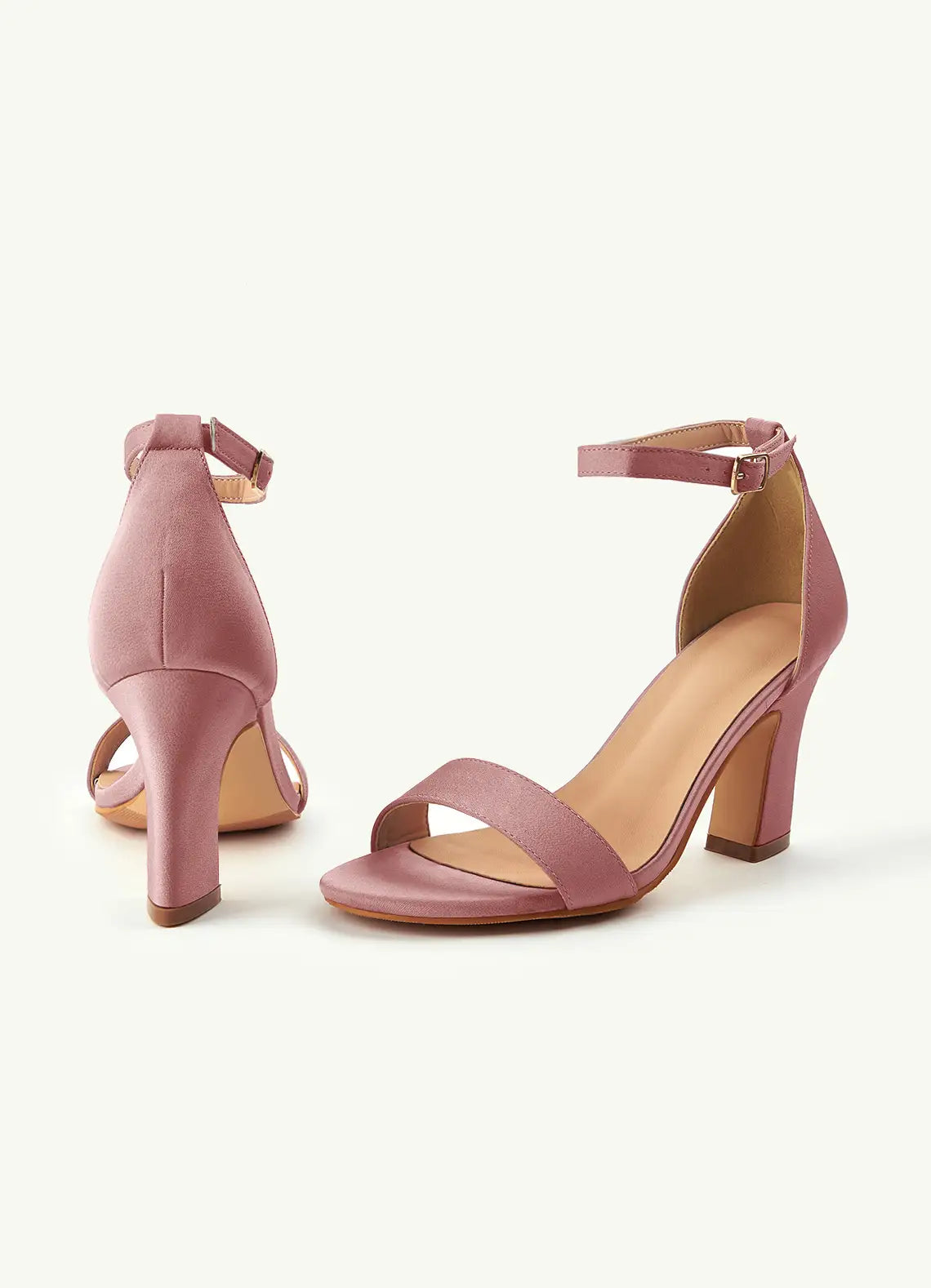 Dames Sandaal Oudroze | Blokhak | Enkelbandje | Suède-look