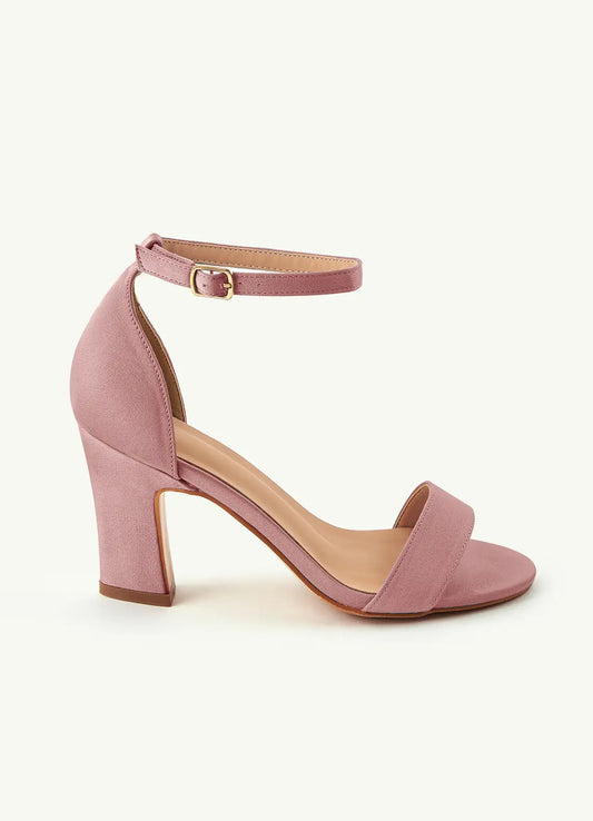 Dames Sandaal Oudroze | Blokhak | Enkelbandje | Suède-look