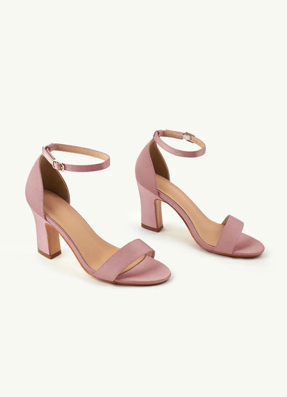 Dames Sandaal Oudroze | Blokhak | Enkelbandje | Suède-look