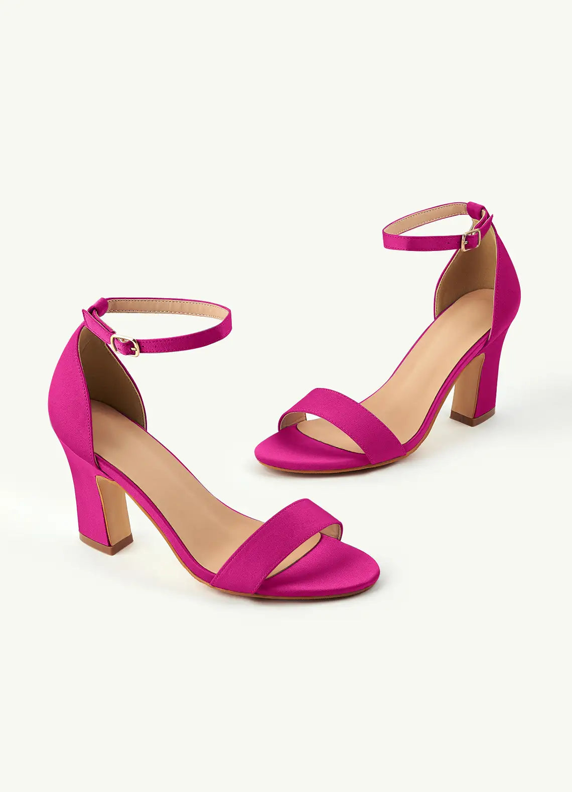 Dames Sandaal Fuchsia Roze | Blokhak | Enkelbandje | Suède-look