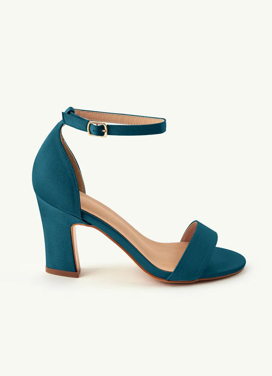 Dames Sandaal Turquoise | Blokhak | Enkelbandje | Suède