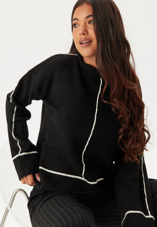 Dames Sweater | Gebreid | Contrast Stitch