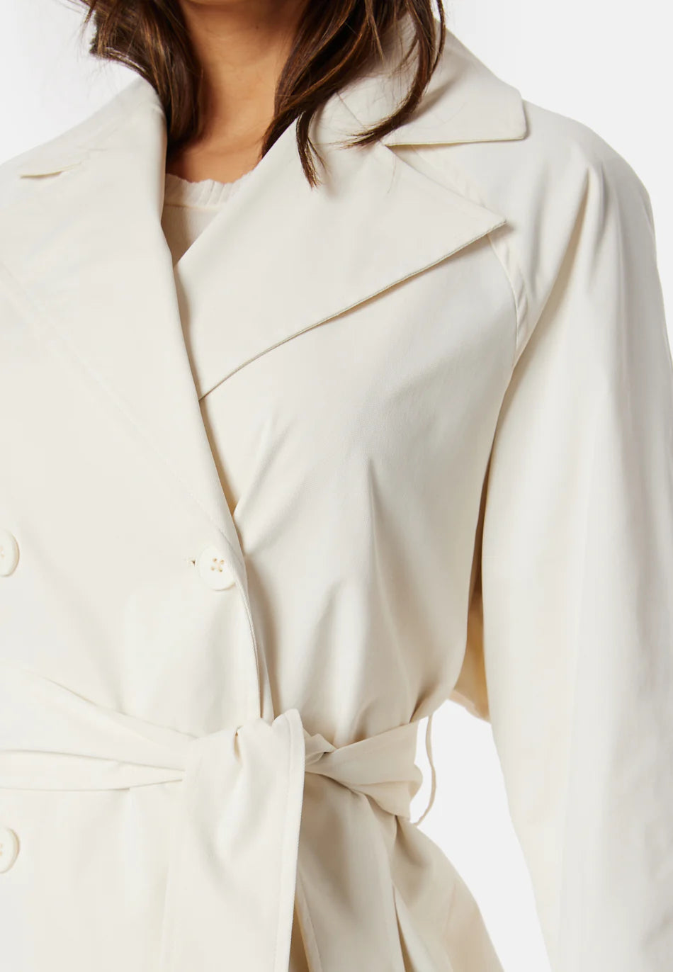 Dames Trenchcoat | Crème | Lange Elegante Jas met Knopen