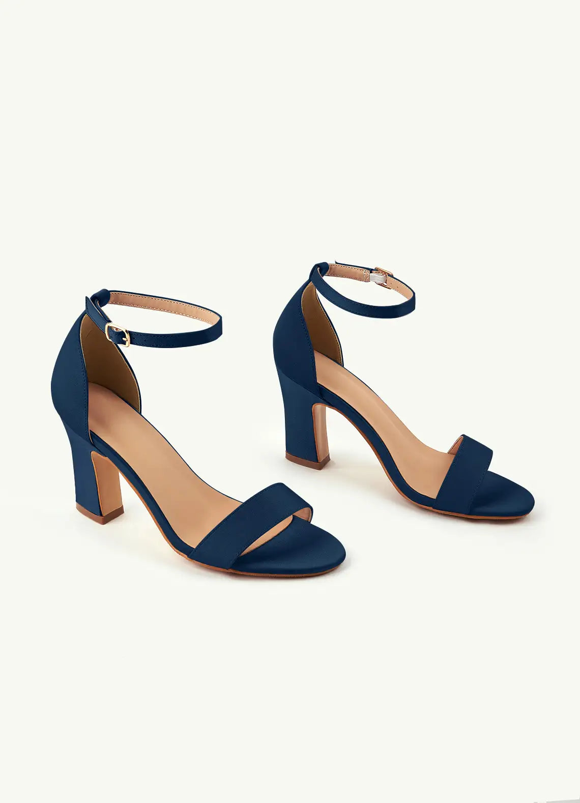Dames Sandaal Navy Blauw | Blokhak | Enkelbandje | Suède-look