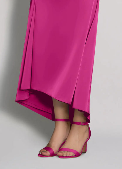 Dames Sandaal Fuchsia Roze | Blokhak | Enkelbandje | Suède-look