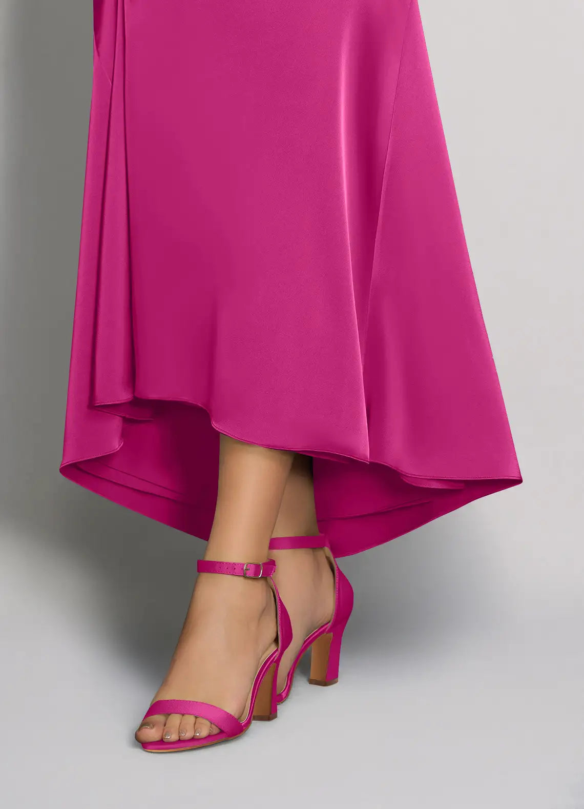 Dames Sandaal Fuchsia Roze | Blokhak | Enkelbandje | Suède-look