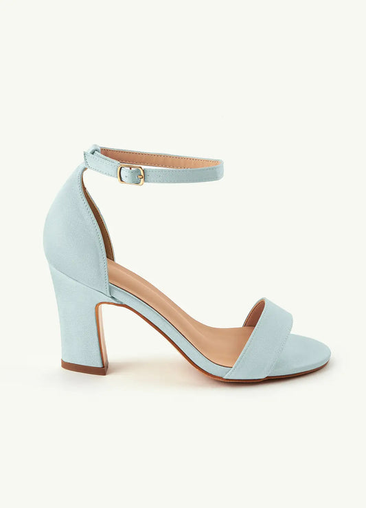 Dames Sandaal Hemelblauw | Blokhak | Enkelbandje