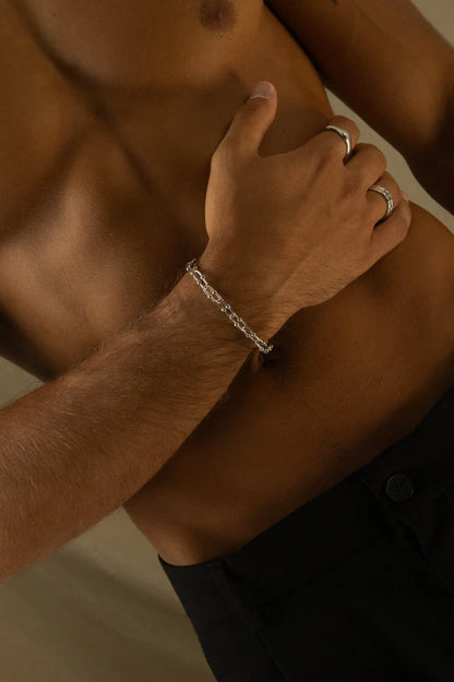 Sander | Mannen zilver metalen patroon armband