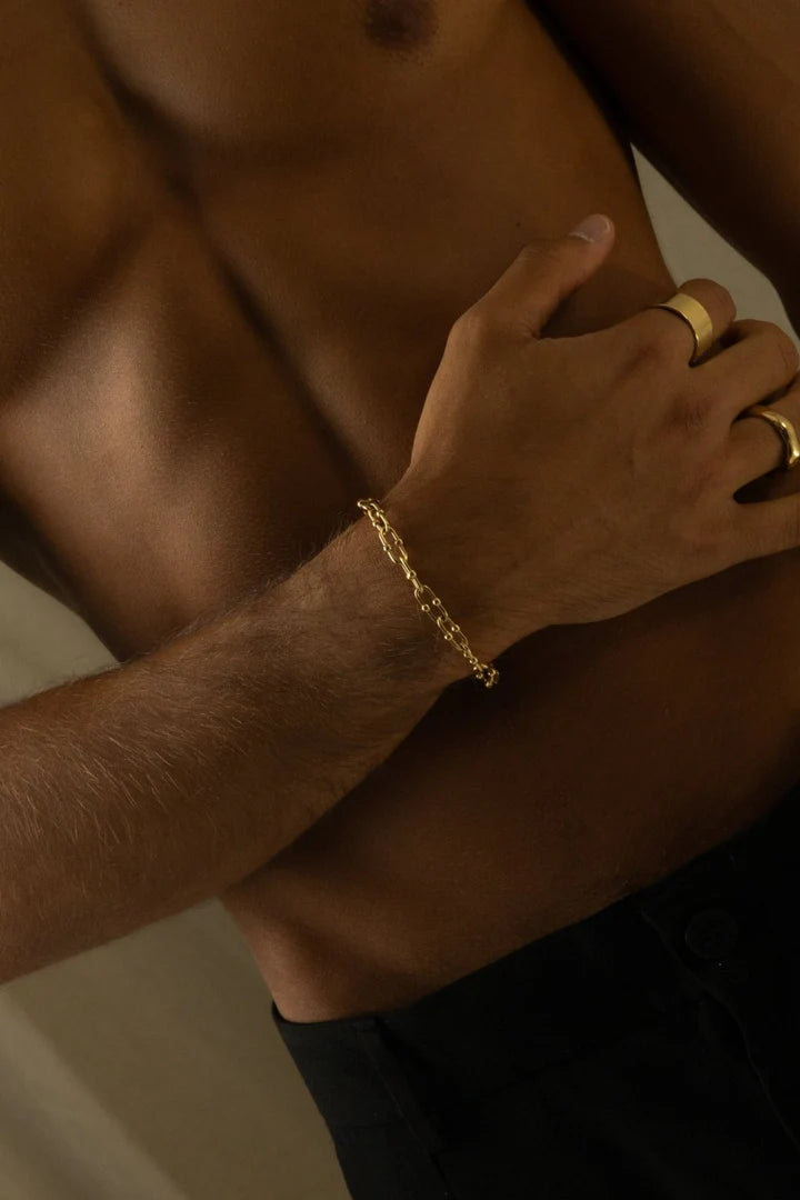Luan | Mannen gouden metalen patroon armband