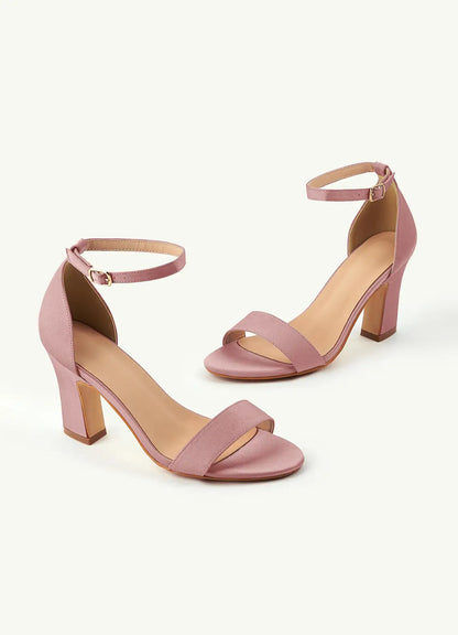 Dames Sandaal Oudroze | Blokhak | Enkelbandje | Suède-look