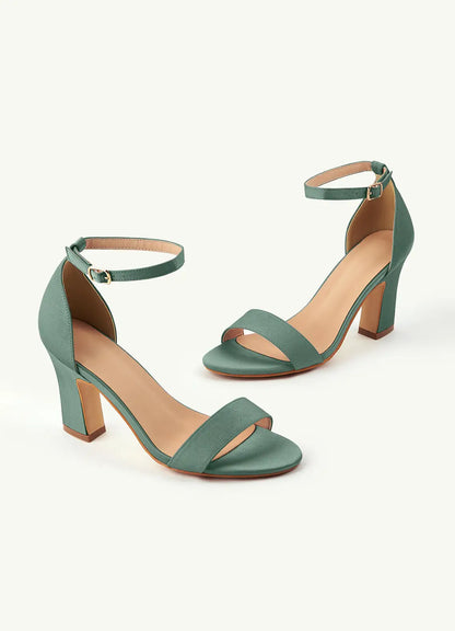 Dames Sandaal Eucalyptus | Blokhak | Enkelbandje