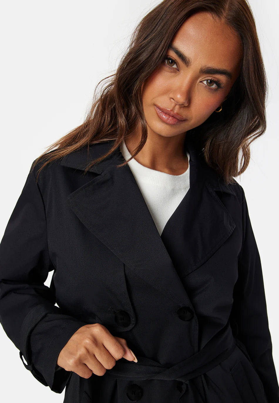 Dames Trenchcoat | Zwart | Dubbel­rij Knopen & Tijdloos Design