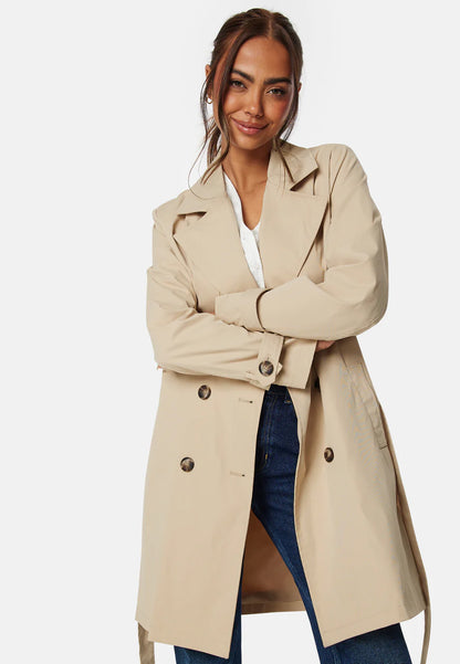 Dames Trenchcoat | Beige | Dubbel­rij Knopen & Tailleceintuur