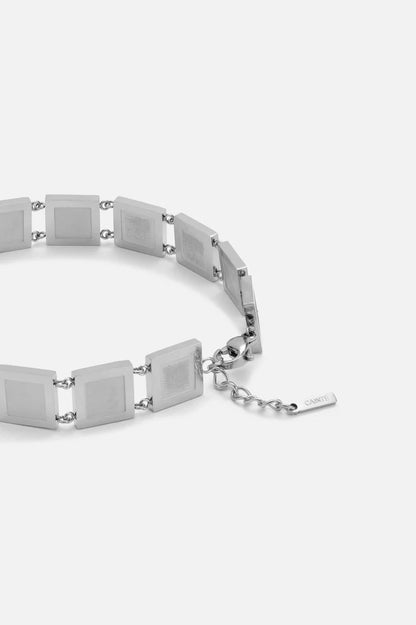 Carlos | Mannen zilveren metalen blok armband