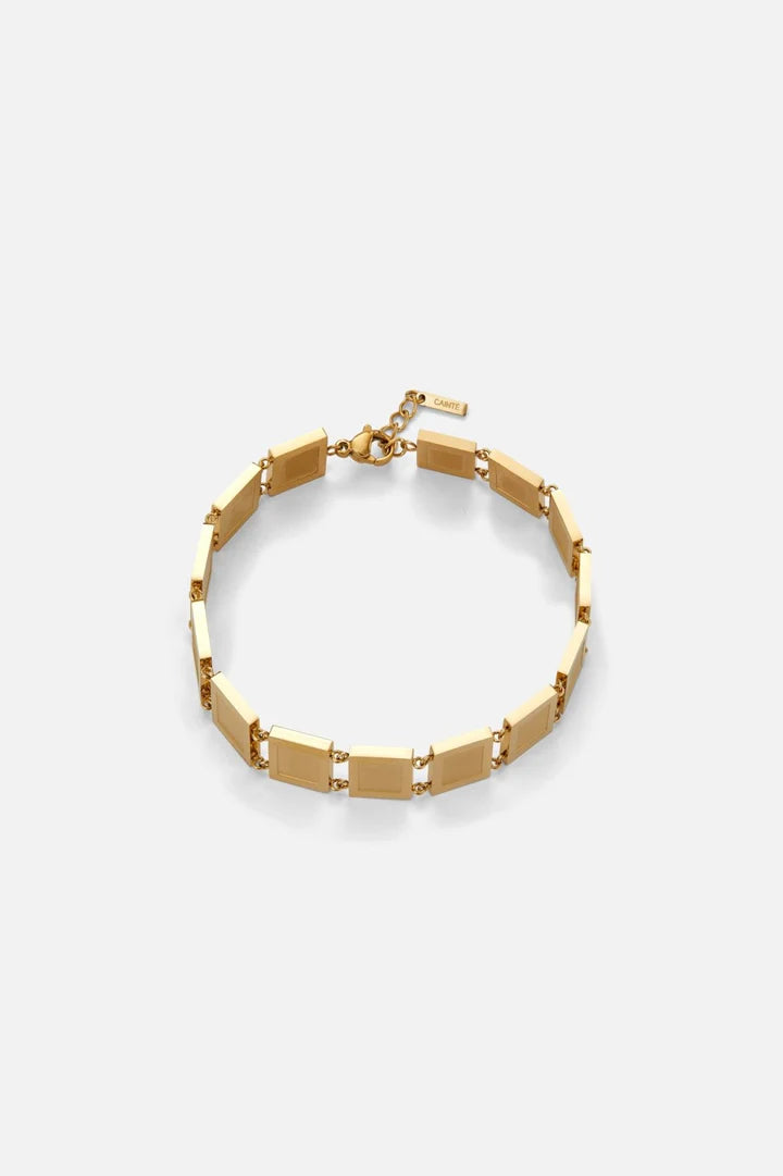 Benjamin | Mannen gouden metalen blok armband