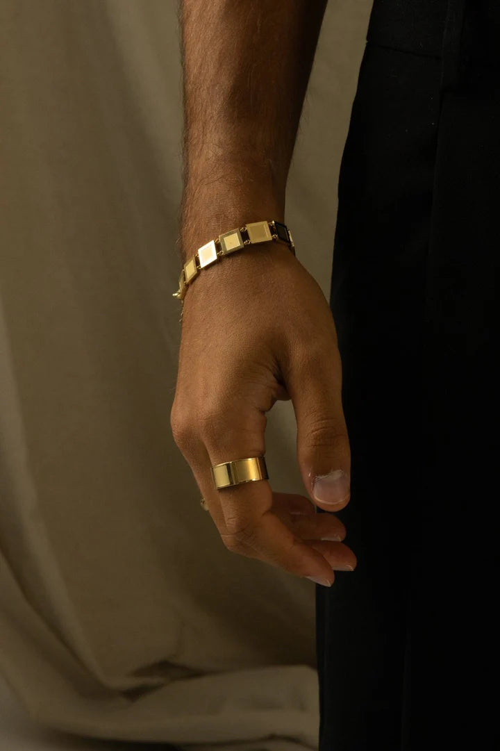 Benjamin | Mannen gouden metalen blok armband