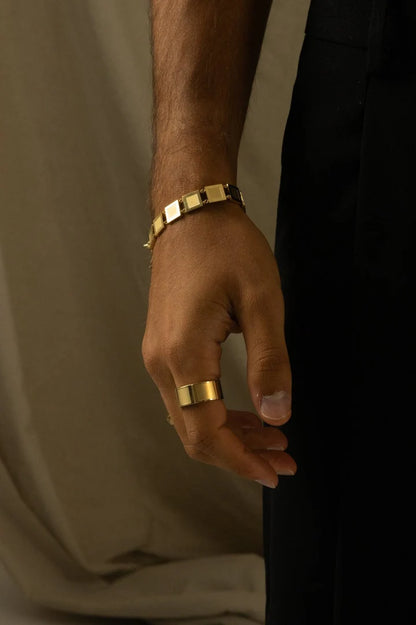 Benjamin | Mannen gouden metalen blok armband