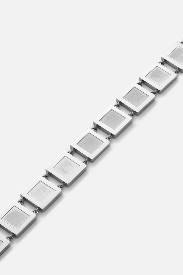 Carlos | Mannen zilveren metalen blok armband