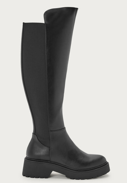 Dames hoge Laarzen | Kunstleer | Zwart | Elegante Ritsluiting