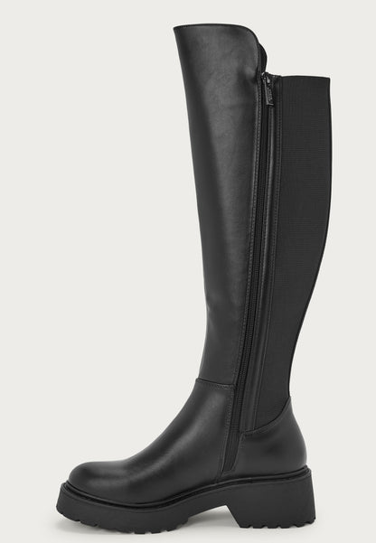Dames hoge Laarzen | Kunstleer | Zwart | Elegante Ritsluiting