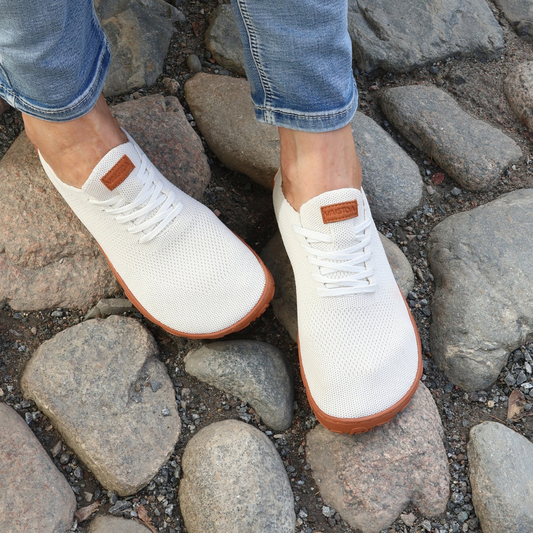 Barefoot Yogaschoenen | Flexibele Zool | Wit met Terracotta Zool